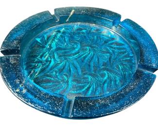 Vintage Cobalt Blue Glass Ashtray 