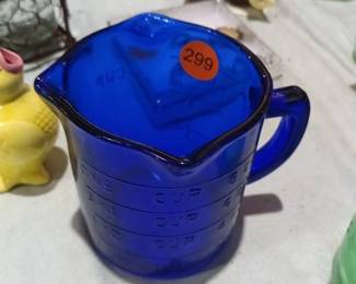 COBALT BLUE GLASS MEASURING CUP