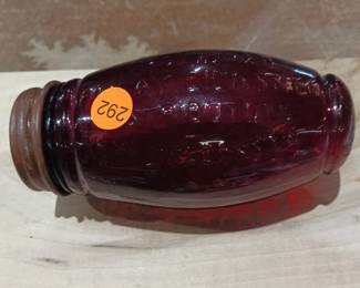 RED FINLAY GLASS JAR