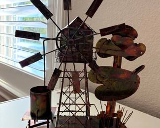 Vintage Copper Tin Windmill Music Box