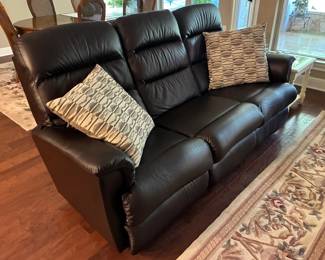 La-Z-Boy Trouper Leather Tri-Power Reclining Sofa