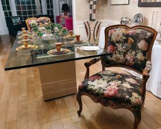 Dining table with 3/4" thick glass top