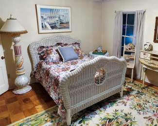 Ralph Lauren full size wicker bed, Ralph Lauren bedding, MacKenzie Childs lamp (2nd floor) 