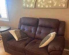 reclining love seat, wall art. Great condition.
