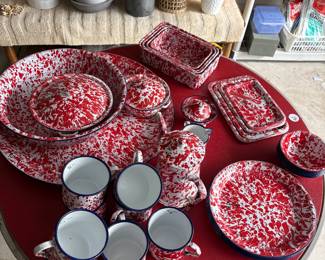 red enamel splatterware