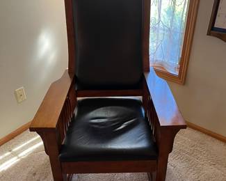 Arts and Crafts leather Rocker