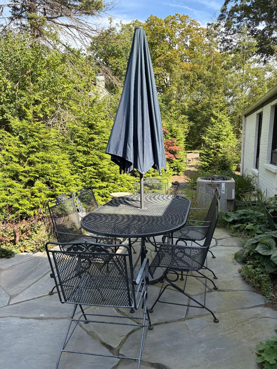 Wrought Iron Patio Set with Umbrella
