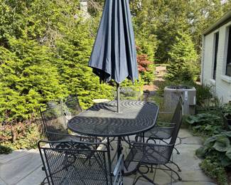Wrought Iron Patio Set with Umbrella