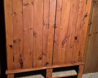 Antique pine cupboard or larder cabinet with beadboard backing, Lots of storage space! Imagine where it might go in your home..... See the previous pic to see the doors open.