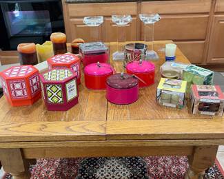 Candles, most NEW, and crystal candlesticks