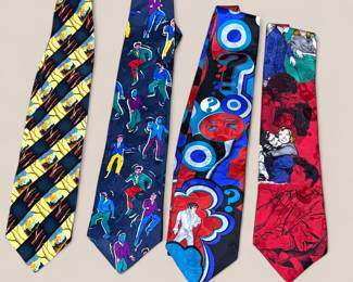 VERY collectible silk ties:  3 Elvis (on right) On left, Jerry Garcia!