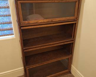Solid oak and glass Lawyer's bookcase.