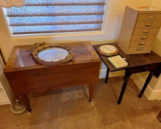Drop leaf tables. Eagle mirror.
