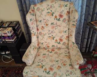 Floral accent chair.