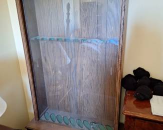 Vintage solid oak gun cabinet.