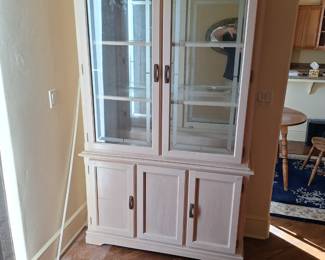 Medium sized, white wash, china hutch.