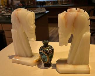Med Onyx Marble Bookends