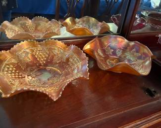 Vintage Fenton Marigold Carnival Glass bowls