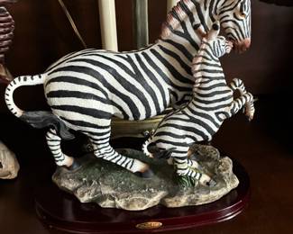 Zebra and foal figurine