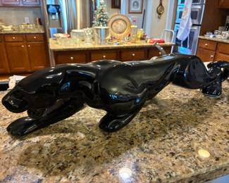 Vintage Royal Haegar black ceramic stalking panther