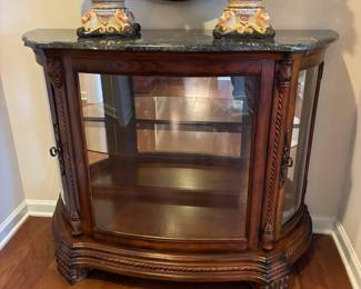 Marble top curio cabinet