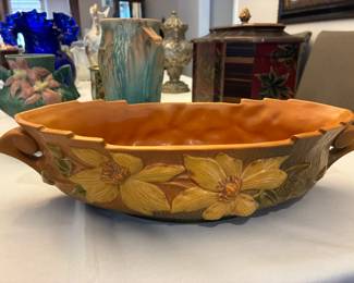 Roseville pottery Clematis console bowl