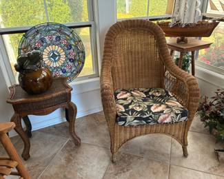 Wicker chair and side table