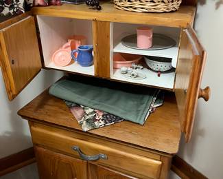 Vintage child's kitchen cupboard w/accessories 