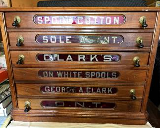 ANTIQUE CLARK'S SPOOL CABINET