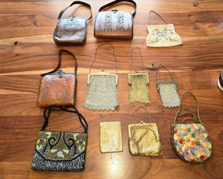 ANTIQUE MESH & LEATHER PURSES. WHITING & DAVIS