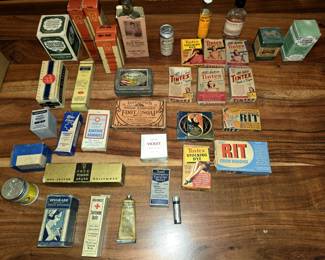 VINTAGE BEAUTY PRODUCT TINS & LAUNDRY ITEMS
