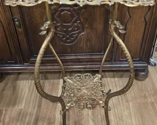 ANTIQUE VICTORIAN BRASS & MARBLE STAND