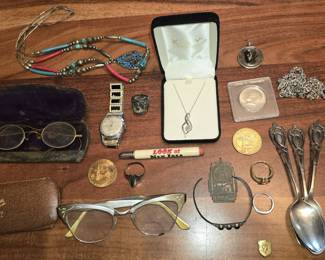 MISC. JEWELRY, WATCHES, STERLING SILVER ETC.