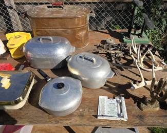 VINTAGE MAGNALITE COOKWARE, COPPER BOILER, ANTIQUE TOOLS, MCM ELECTRIC SKILLET (NOS)