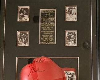 #128 Muhammad Ali Signed Boxing Glove Collage