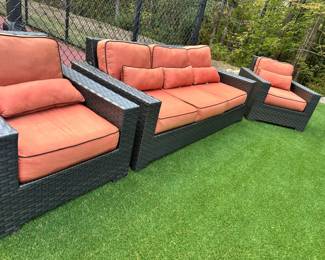 Patio furniture - orange cushions