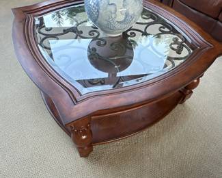 Coffee table with glass top