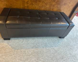 Leather storage bench