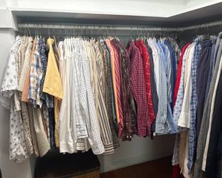 Men's clothing for all seasons - size medium shirts and coats, size 29 waist to 32 in all shorts and pants - length on pants is 30"; Suit and sport coat jacket sizes are 38R - 40R