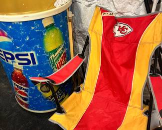 Pepsi Cooler & Chiefs Chair
