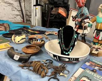 Jewelry, pottery, horse Bits