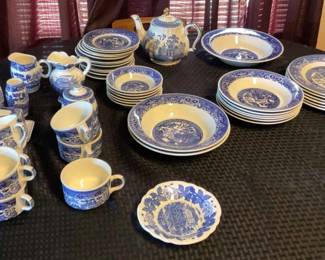Collection of 46 Piece Set of Blue Willow China