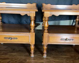 Pair of Wooden Tell City End Tables