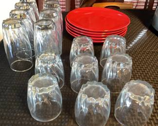Set of Glasses Plates 