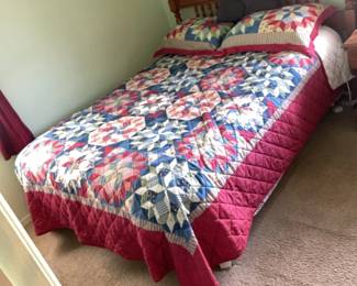 Queen Size Bed Frame, Mattress, Quilt, Sheet, Throws Pillows