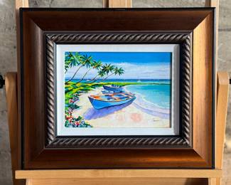 “Hidden Cove”, a deluxe hand-embellished serigraph in color on linen by listed artist, Alex Pauker circa 2005. Professionally framed by Park West Gallery and measures in frame, 16.75” H x 20” W. Hand signed and numbered in pencil by artist. Includes certificate of authenticity and appraisal from Park West. Alex Pauker was born in Russia in 1974, when the country was still under Communist rule. It was there in his homeland while attending Yekaterinburg College of Art that he discovered his natural talent for creating beautiful paintings of landscapes.

