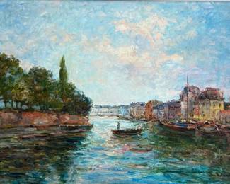 “Breeze”, an original oil on canvas by listed artist, Jacques Deveau. Signed lower right, professionally framed, and measures in frame, 33” H x 45” W. Jacques Deveau was a French post-war contemporary artist born in 1937 and was active in France during the 20th Century. As an impressionist painter, he was known for his detailed works depicting scenes from daily life; notably works of simple life by the garden or beach often depicting beautiful ladies and children.
