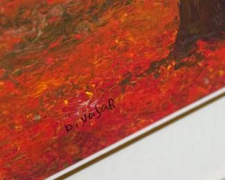 “A Scene from Autumn”, a giclee on paper by listed artist, David Najar circa 2014. Hand-signed by the artist and limited edition with certificate of authenticity and appraisal from Park West Gallery. Professionally framed and measures in frame, 27.5” H x 27.5” W. Born in 1962, David Najar grew up in Israel. His teachers recognized Najar’s artistic skills, but his family was less supportive of Najar’s talent. “In my family there was no such thing as an artist or painter. The closest thing to a painting we had at home was a tapestry, ” Najar says.
