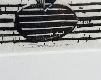 "Intrusion", a limited edition hand-signed black and white woodcut print by listed artist, Werner Drewes. Professionally framed and measures in frame, 25” H x 20.25” W. Werner Drewes was born in Canig, Germany, and began studying art in 1920 at the Stuttgart School of Architecture. A year later he transferred to the Stuttgart School of Arts and Crafts. From 1921 to 1922, he studied with Paul Klee, Johannes Itten, and Oskar Schlemmer at the Bauhaus in Weimar.
