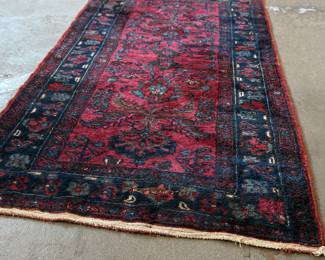 This lot features an antique Persian Hamadan rug that measures, 74” x 40”. Minor wear or “patina” throughout with a few small cuts/holes shown in photos.
